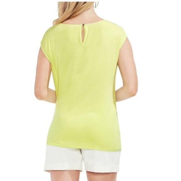 Vince Camuto Side Tie Ruched Stretch Crepe Top - Picture 2 of 4